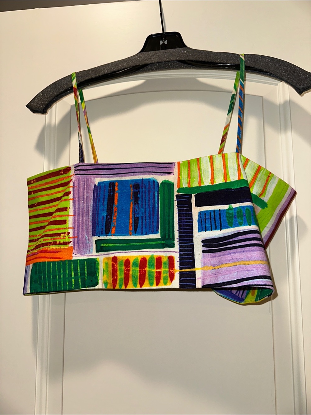 Colorblock Abstract Print Crop Top - Multicolor
